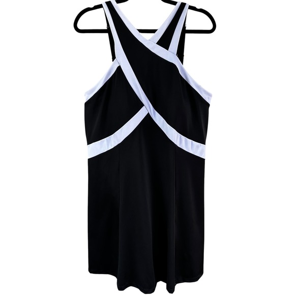 Swimsuits For All Other - Swimsuits For All Plus Size Black White Criss Cross Neck Swim Dress‎ Size 18